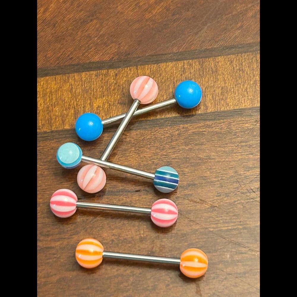 set of 5 tongue ring multicolor lot m65